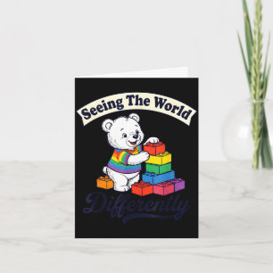 Seeing the world differently bear autism awareness card