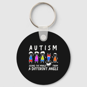 Seeing The World From A Different Angle Autism Awa Key Ring