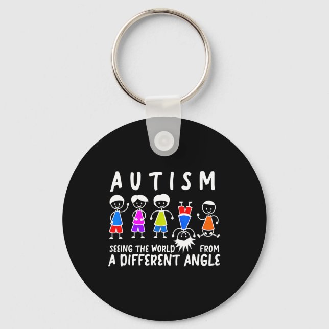 Seeing The World From A Different Angle Autism Awa Key Ring (Front)