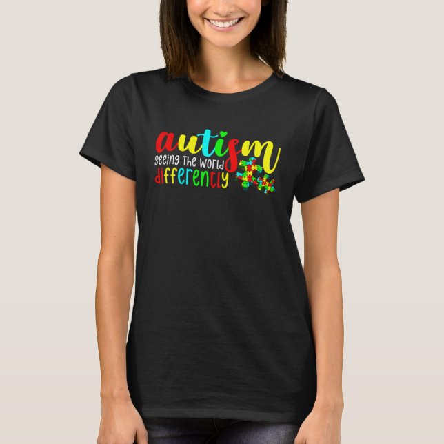 Seeing World Differently Student Autism Awareness  T-Shirt (Front)