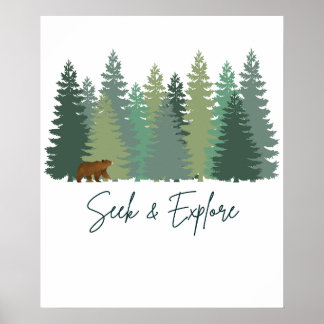 Seek & Explore Bear in Forest Digital Download Poster