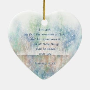 Seek God's Kingdom Scripture Matthew Inspirational Ceramic Tree Decoration