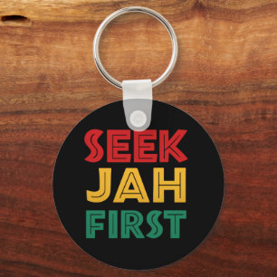 Seek Jah First Rastafarian Reggae Rasta Colors Key Ring