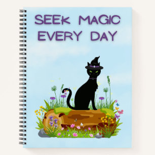 Seek Magic Every Day Witch Cat Notebook