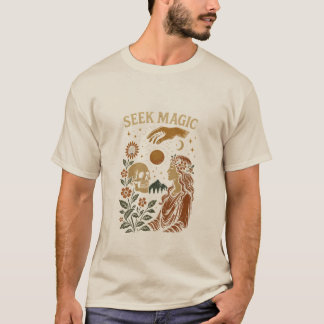 Seek Magic – Vintage Mystical Skull & Goddess T-Sh T-Shirt