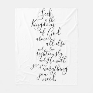 Seek the Kingdom Matthew 6:33 Bible Verse Fleece Blanket