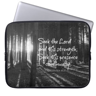 Seek the Lord and His Strength Bible Verse Laptop Sleeve