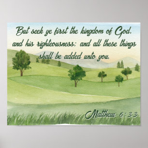 Seek Ye First the Kingdom Winter Tree Landscape Poster