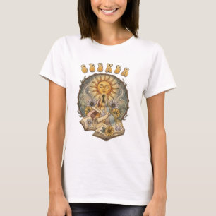 Seeker Retro Sun & Mystical Books  T-Shirt