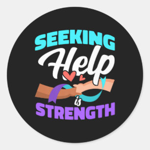 Seeking Help Is Strength Depression Awareness Prem Classic Round Sticker