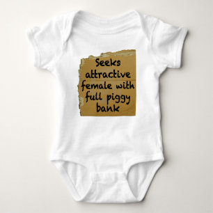 Seeks Female With Full Piggy Bank Baby Bodysuit