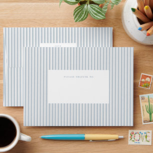 Seersucker blue white stripe cute simple envelope
