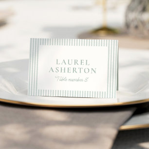Seersucker green preppy baby shower place card