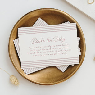 Seersucker pink stripe baby shower book request enclosure card