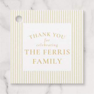 Seersucker yellow stripe baby shower thank you favour tags