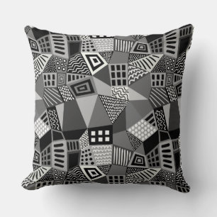 Segmented Abstract 070717 - Black and White Cushion