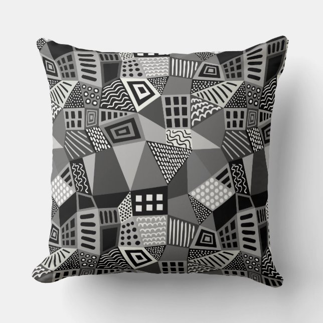 Segmented Abstract 070717 - Black and White Cushion (Front)