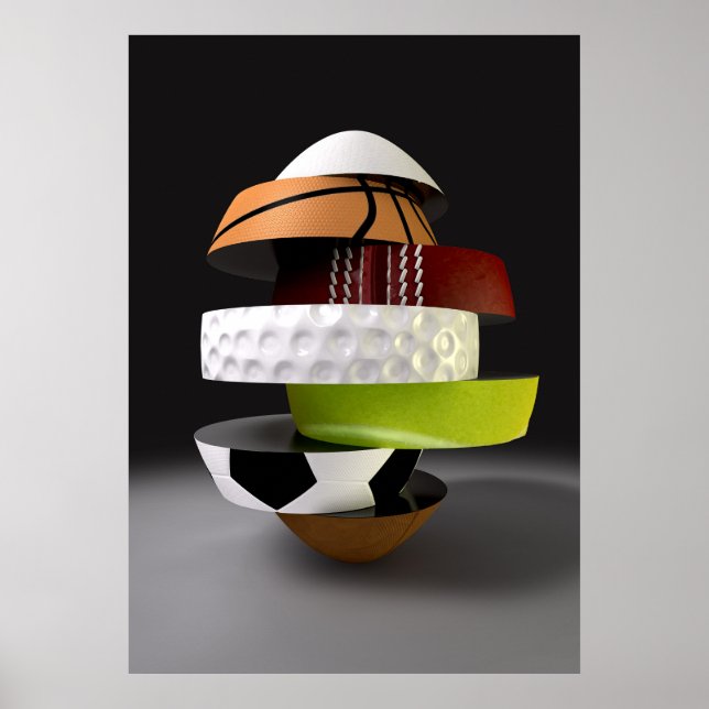 Segmented Fragmenting Sports Ball Poster (Front)