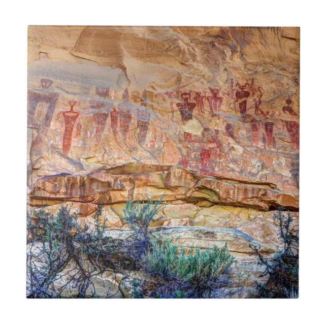 Sego Canyon Indian Pictographs - Utah Tile (Front)
