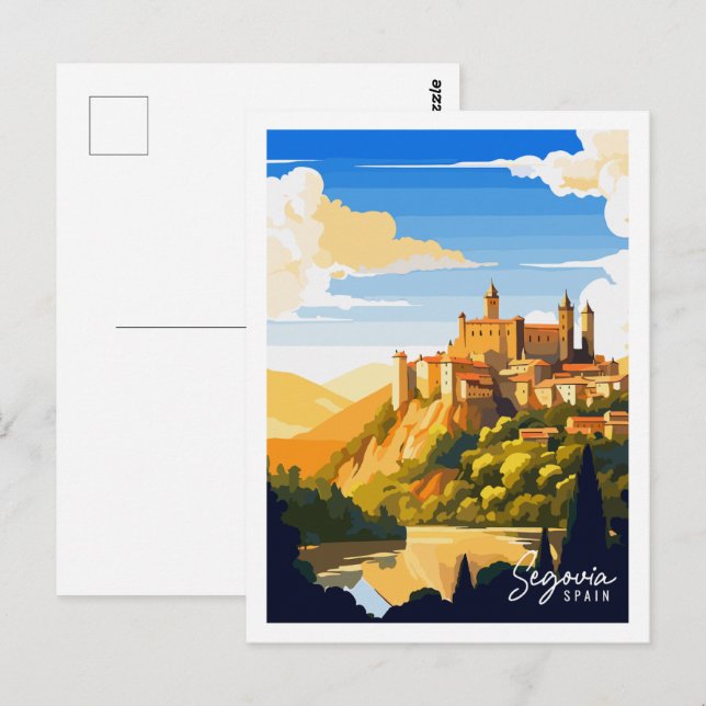 Segovia France vintage travel place illustration Postcard (Front/Back)