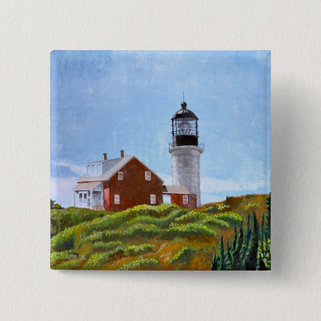Seguin Island Lighthouse 15 Cm Square Badge (Front)