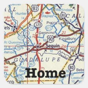 Seguin Texas Vintage Map Sticker