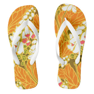 Séguy’s Art Deco White Bell-Shaped Flowers Jandals