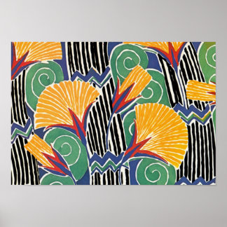 Seguy's Art Deco Golden Flowers Poster