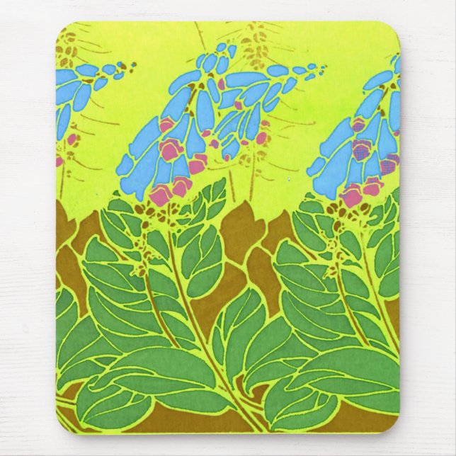 Seguy's Vintage Blue Flower Design Mouse Pad (Front)