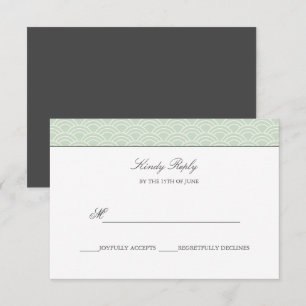Seigaiha   Dusty Green Japanese wave wedding rsvp Card