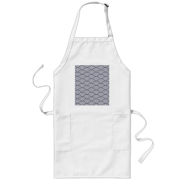 Seigaiha Japanese ocean pattern Long Apron (Front)