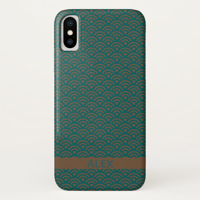 Seigaiha Japanese Pattern Personalized Name Case-Mate iPhone Case (Back)