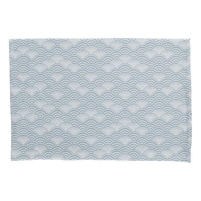 Seigaiha Ocean Waves Japanese Blue Pattern Pillowcase (Front)