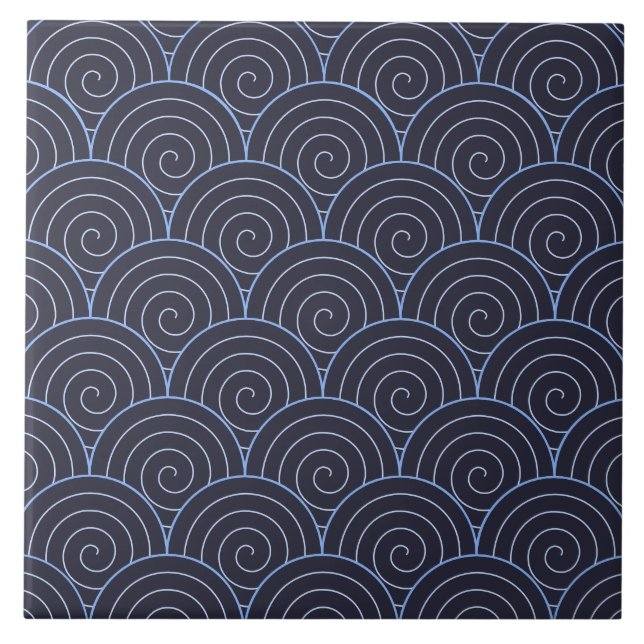 Seigaiha Seamless Pattern  Ceramic Tile (Front)