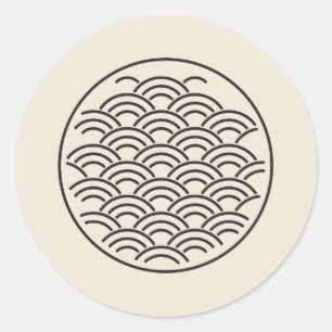 Seigaiha Wave Pattern Circle Minimal Art Classic Round Sticker