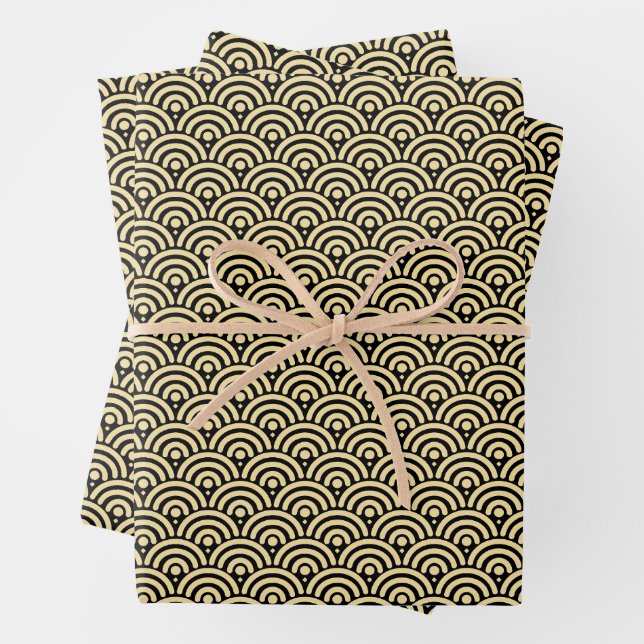 Seigaiha (Wave) Pattern Wrapping Paper Sheet (In situ)