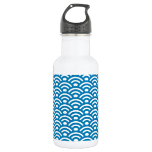 Seigaiha, Waves, Japanese, Blue and White 532 Ml Water Bottle