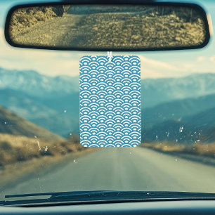 Seigaiha, Waves, Japanese, Blue and White Car Air Freshener