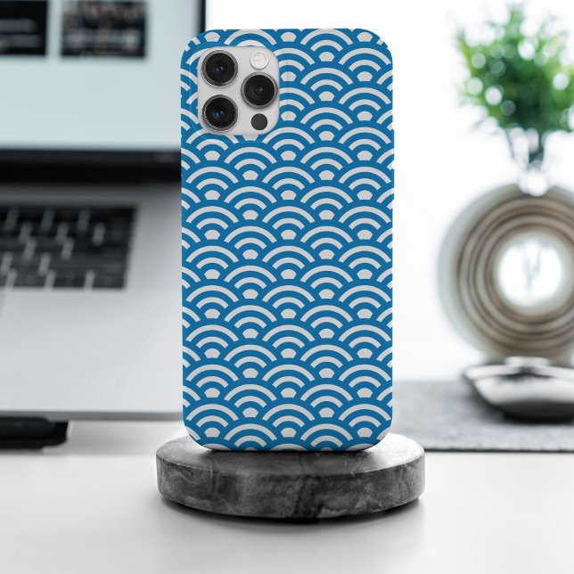 Seigaiha, Waves, Japanese, Blue and White iPhone Case (Creator Uploaded)
