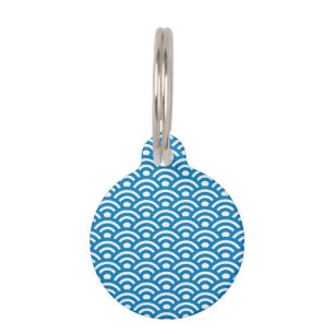 Seigaiha, Waves, Japanese, Blue and White Pet Tag