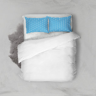 Seigaiha, Waves, Japanese, Blue and White Pillowcase