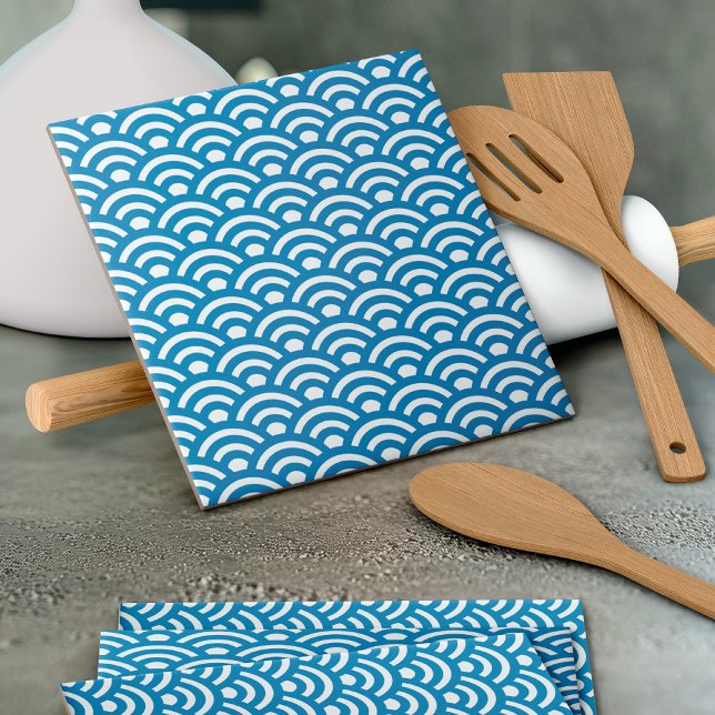 Seigaiha, Waves, Japanese, Blue and White Tile (Creator Uploaded)
