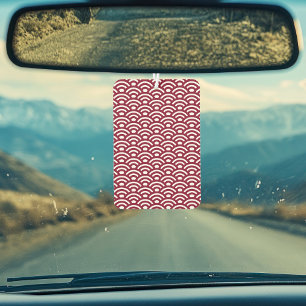 Seigaiha, Waves, Japanese, Burgundy and White Car Air Freshener
