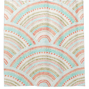 Seigaiha Waves: Vintage Wavy Pattern Shower Curtain
