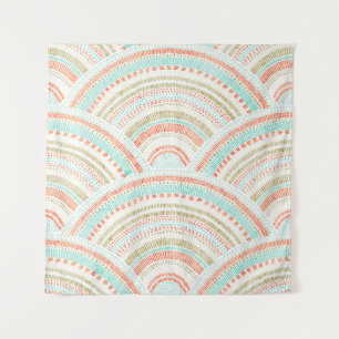 Seigaiha Waves: Vintage Wavy Pattern Tapestry