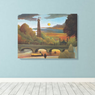 Seine and Eiffel Tower at Sunset by Henri Rousseau Canvas Print