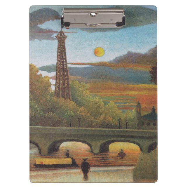Seine and Eiffel Tower at Sunset by Henri Rousseau Clipboard (Front)