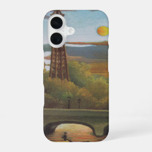 Seine and Eiffel Tower at Sunset by Henri Rousseau iPhone 16 Case