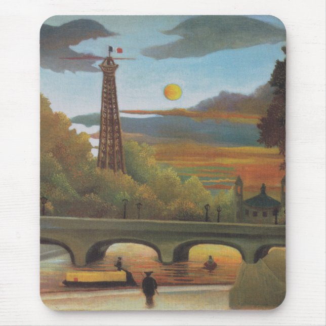 Seine and Eiffel Tower at Sunset by Henri Rousseau Mouse Pad (Front)