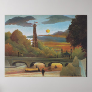 Seine and Eiffel Tower at Sunset by Henri Rousseau Poster